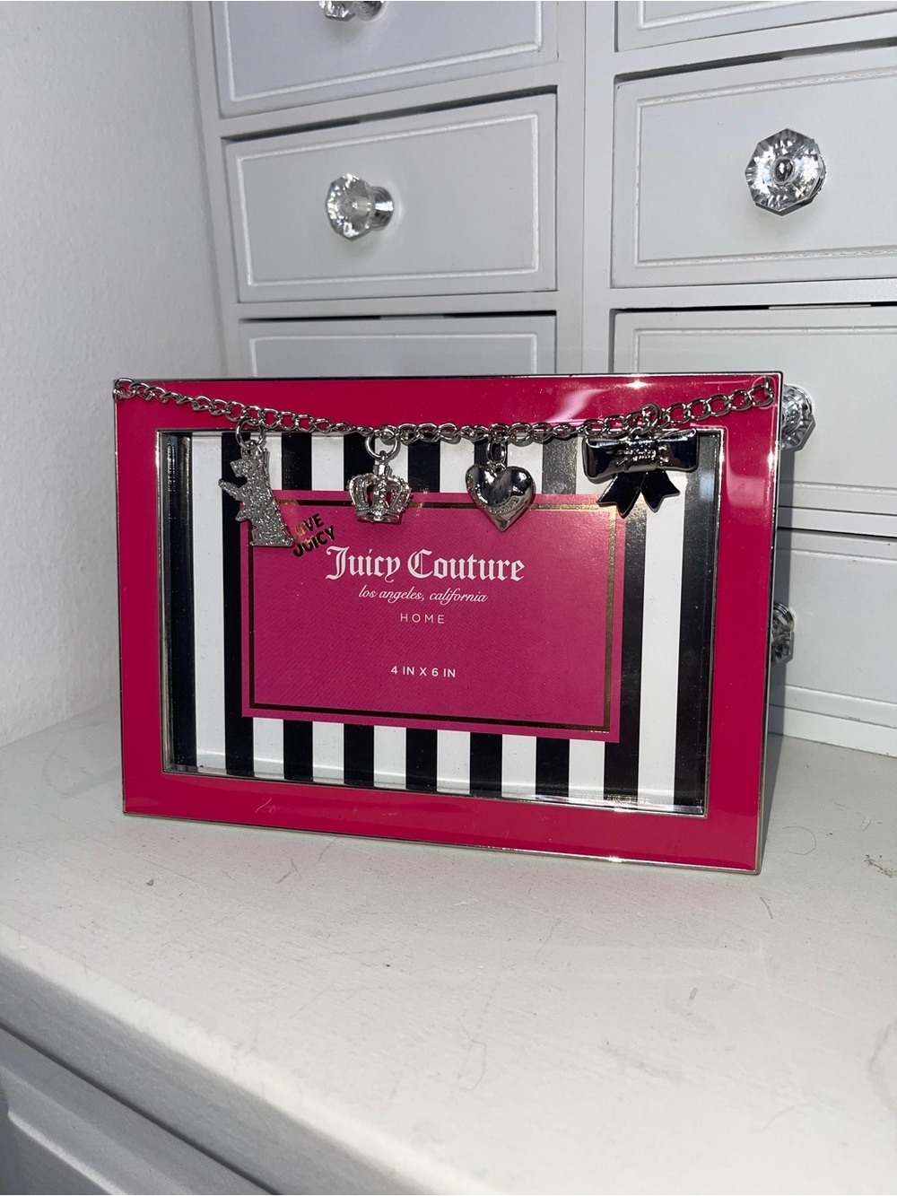NWT Juicy Couture Hot Pink Photo Frame with Charm Accent